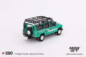 Mini GT 1:64 1985 Land Rover Defender 110 Station Wagon – Trident Green – LHD – MiJo Exclusives