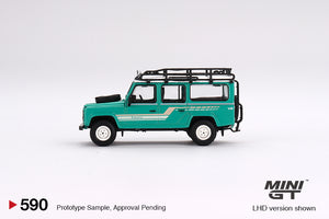 Mini GT 1:64 1985 Land Rover Defender 110 Station Wagon – Trident Green – LHD – MiJo Exclusives