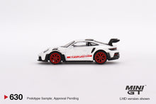 Load image into Gallery viewer, (Preorder) Mini GT 1:64 Porsche 911 (992) GT3 RS – White with Pyro Red Accent Package – MiJo Exclusives