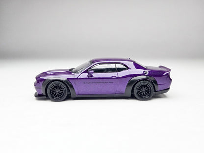 Tarmac Works 1:64 Japan Exclusive LBWK Dodge Challenger Purple Plum Crazy with Truck Packaging