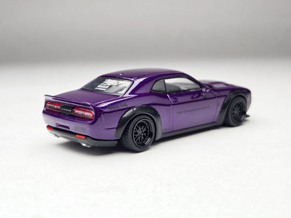Tarmac Works 1:64 Japan Exclusive LBWK Dodge Challenger Purple Plum Crazy with Truck Packaging