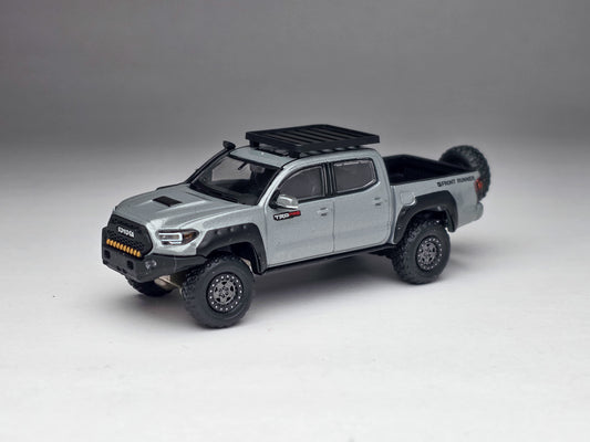 (Bundle) DiecastTalk 1/64 Toyota Tacoma Overland Cement Grey + Diorama