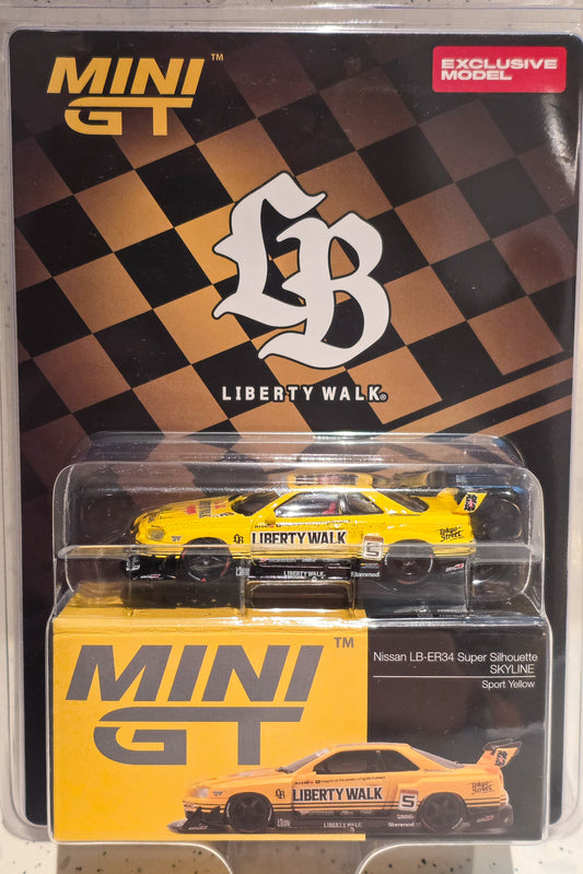 MiniGT 1/64 LBWK Malaysia Exclusive Nissan ER34 Silhouette Yellow/Black