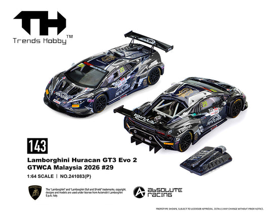 Trends Hobby 1:64 Lamborghini Huracan GT3 EVO – GTWCA Malaysia 2026 #29