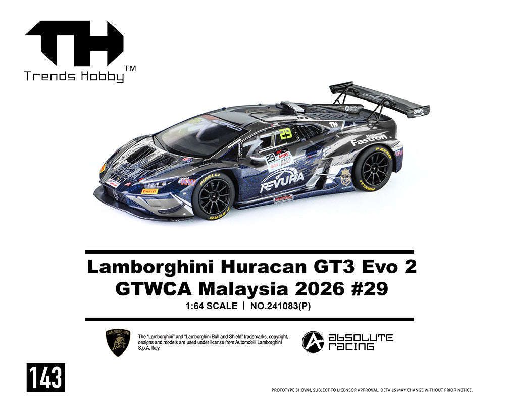 Trends Hobby 1:64 Lamborghini Huracan GT3 EVO – GTWCA Malaysia 2026 #29