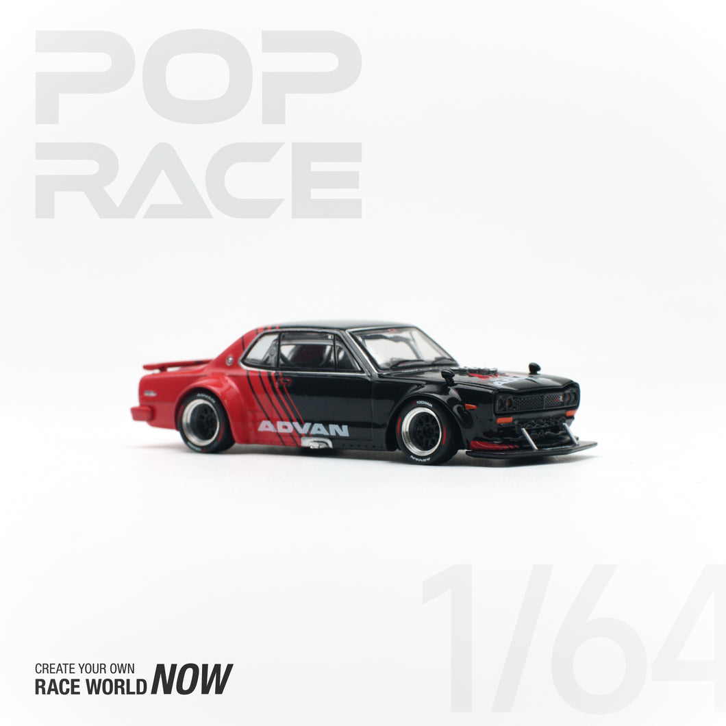 Pop Race 1/64 Nissan Skyline GT-R V8 Drift Hakosuka Advan PR640081