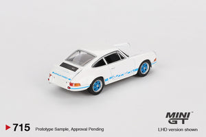(Preorder) Mini GT 1:64 Porsche 911 Carrera RS 2.7 Grand Prix – White with Blue Livery- Mijo Exclusives