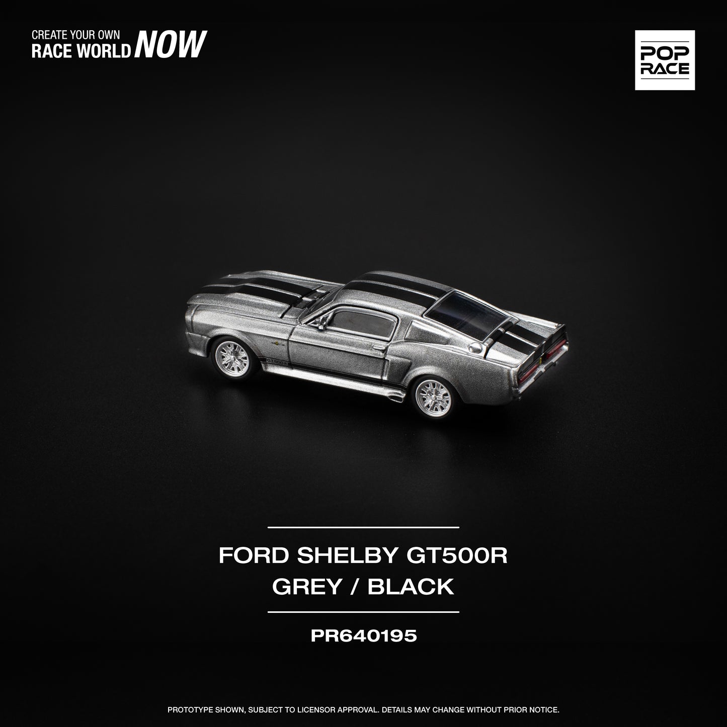 POPRACE 1/64 Ford 1967 SHELBY MUSTANG GT500 GREY/BLACK