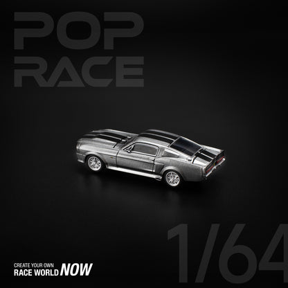 POPRACE 1/64 Ford 1967 SHELBY MUSTANG GT500 GREY/BLACK