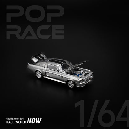 POPRACE 1/64 Ford 1967 SHELBY MUSTANG GT500 GREY/BLACK