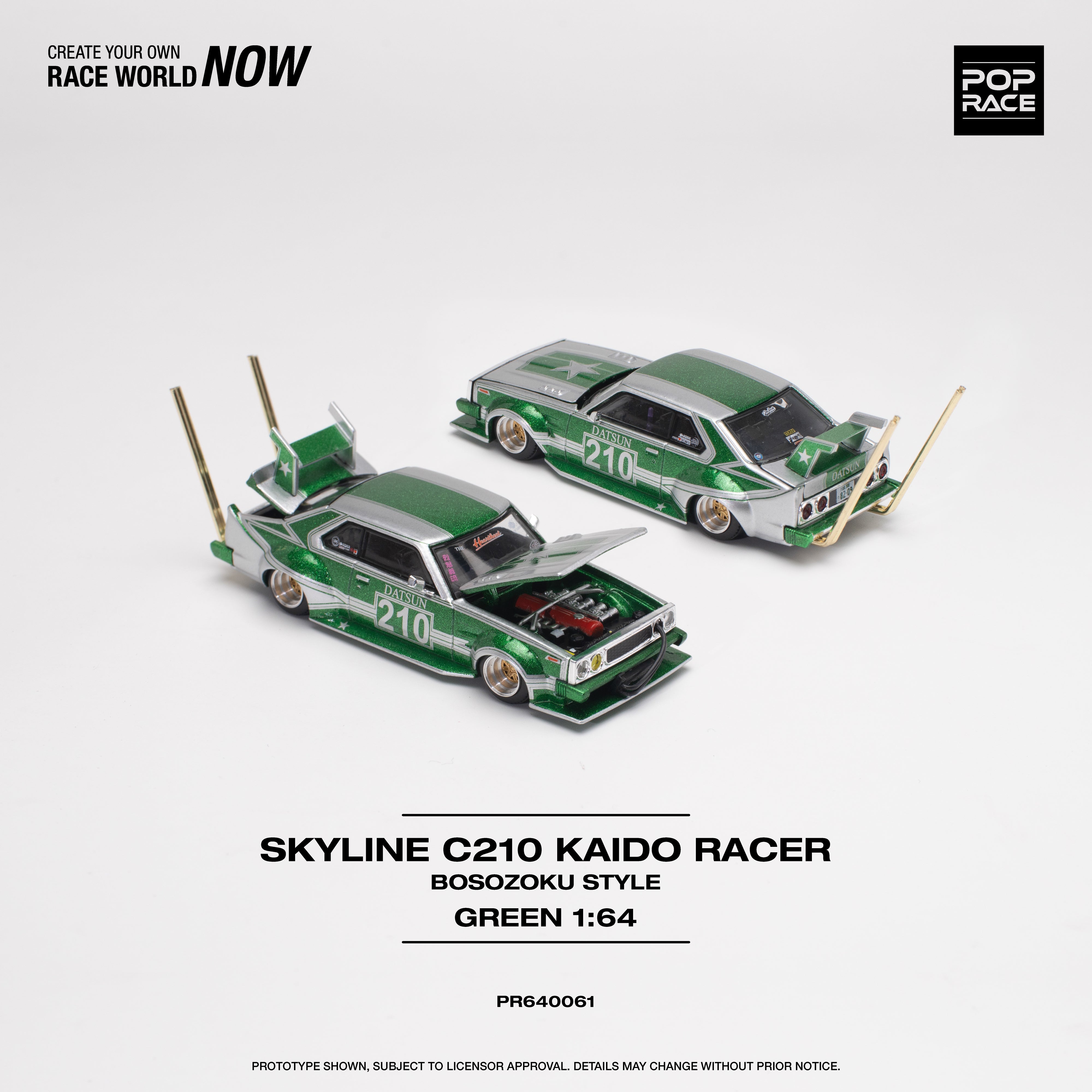 I'm One: 21st Century Mods　モッズ POPRACE 1/64 Nissan Skyline C210 Kaido Racer Bosozoku Style