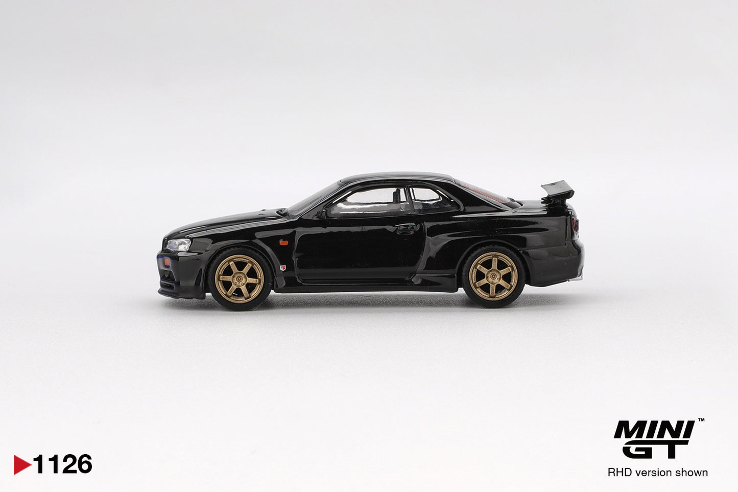 Mini GT 1:64 Nissan Skyline GT-R (R34) V.Spec Black Pearl W/ TE37 Wheel