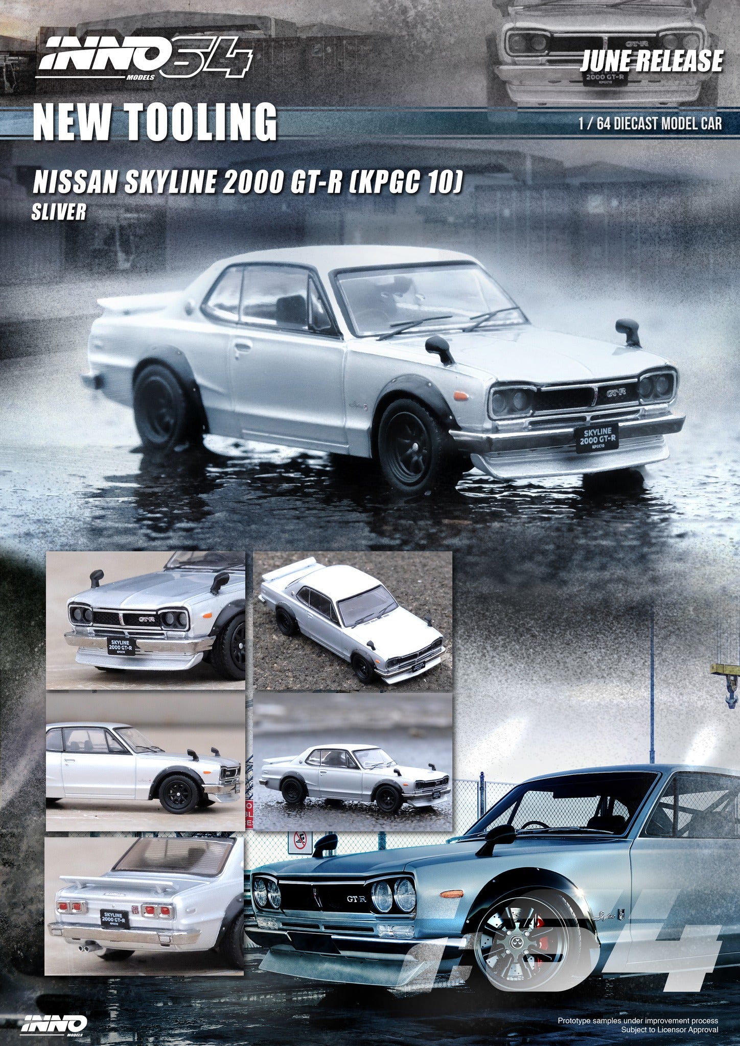 Inno 1/64 NISSAN SKYLINE 2000 GT-R (KPGC10) Silver – DiecastTalk