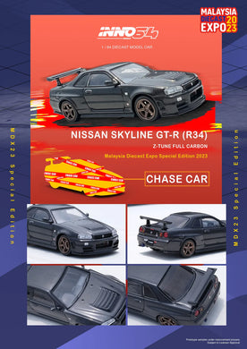 INNO64 1:64 Nissan Skyline GT-R (R34) Z-Tune Malaysia Die-cast Expo 2023 in Full Carbon