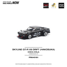 Load image into Gallery viewer, (Pre order) POPRACE 1/64 Nissan SKYLINE GT-R DRIFT (HAKOSUKA) – COCA COLA ZERO JP BLACK CHROME