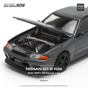 POPRACE 1/64 Nissan Skyline GT-R R32 Gun Grey Metallic