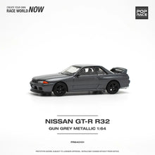 Load image into Gallery viewer, POPRACE 1/64 Nissan Skyline GT-R R32 Gun Grey Metallic