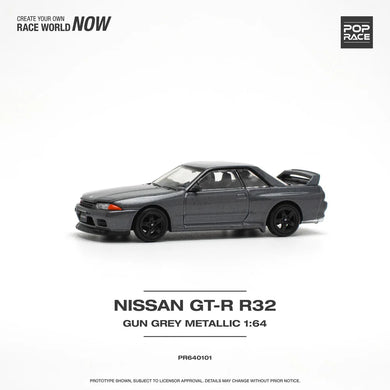 POPRACE 1/64 Nissan Skyline GT-R R32 Gun Grey Metallic