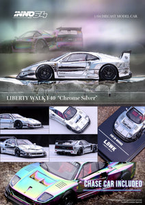 INNO64 1/64 LBWK F40 Liberty Walk Silver Chrome Beijing Exclusive