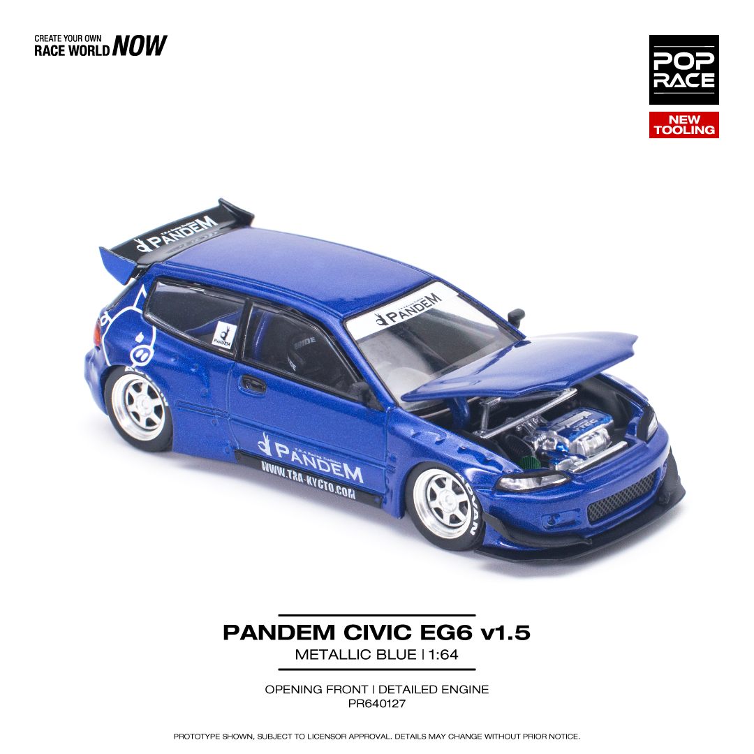 POPRACE 1/64 PANDEM CIVIC EG6 v1.5 METALLIC BLUE – DiecastTalk
