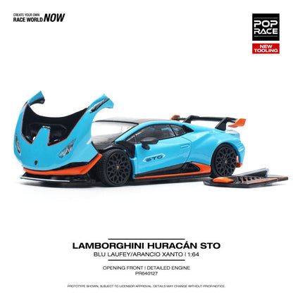 POPRACE 1/64 LAMBORGHINI HURACÁN STO BLU LAUFEY/ARANCIO XANTO