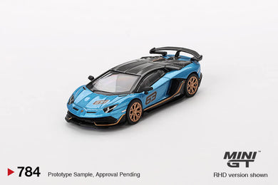 Mini GT 1:64 Lamborghini Aventador SVJ 63 – Blu Aegir – Mijo Exclusives