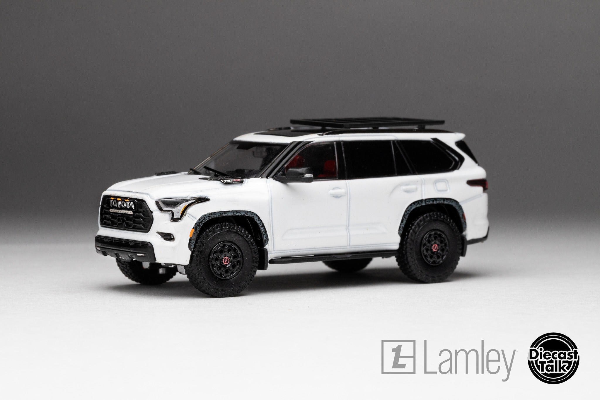 DiecastTalk x Lamley GCD 1/64 Toyota Sequoia TRD PRO Ice Cap White Ltd