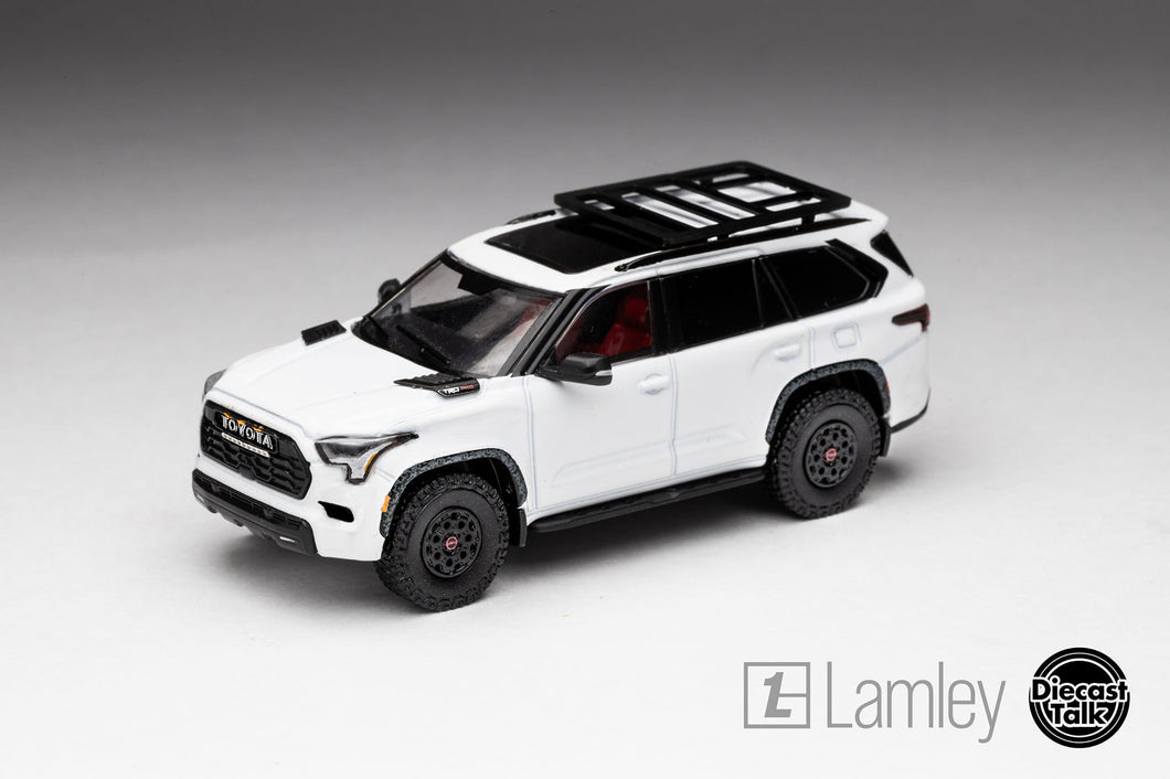 DiecastTalk x Lamley GCD 1/64 Toyota Sequoia TRD PRO Ice Cap White Ltd 804pcs