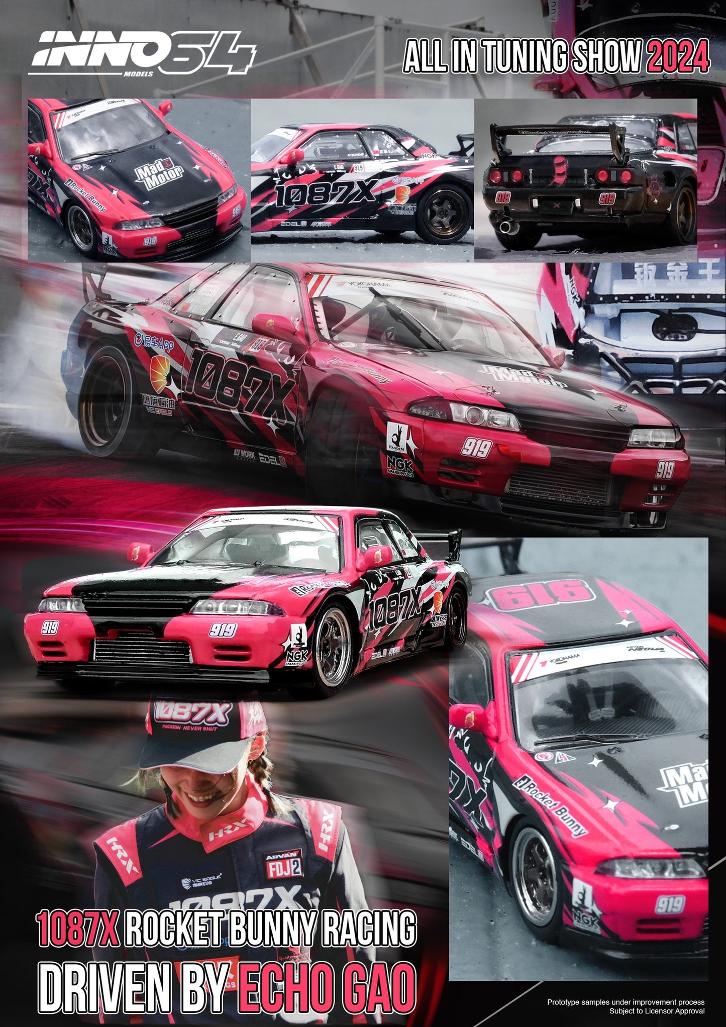 Inno64 1/64 All In Tuning China Exclusive NISSAN SKYLINE GT-R (R32) 1087X ROCKET BUNNY RACING "Echo Gao"
