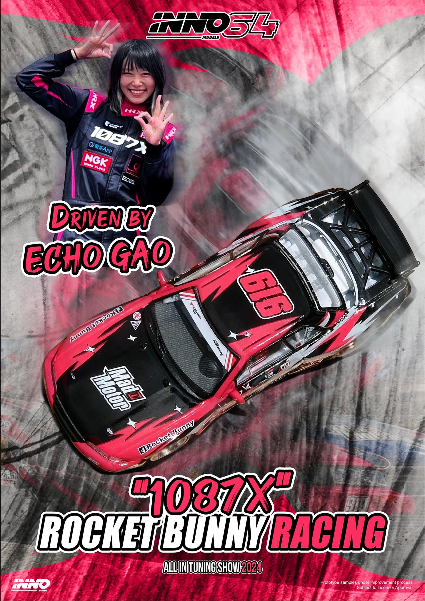 Inno64 1/64 All In Tuning China Exclusive NISSAN SKYLINE GT-R (R32) 1087X ROCKET BUNNY RACING "Echo Gao"