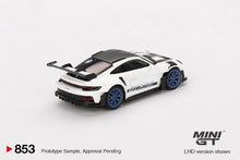 Load image into Gallery viewer, (Preorder) Mini GT 1:64 Porsche 911 (992) GT3 RS Weissach Package – White with Indigo Blue