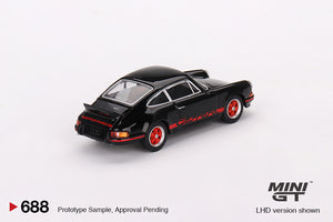 (Preorder) Mini GT 1:64 Porsche 911 Carrera RS 2.7 Black with Red Livery – MiJo Exclusives