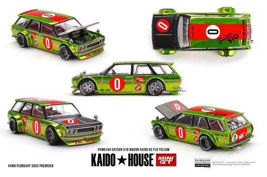 Kaido House x Mini GT 1:64 DATSUN 510 WAGON KAIDO OG FLO YELLOW