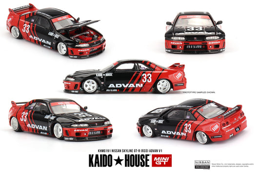 (Preorder) Kaido House x Mini GT 1:64 NISSAN SKYLINE GT-R (R33) ADVAN V1