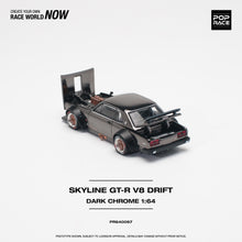 Load image into Gallery viewer, POPRACE 1/64 Nissan SKYLINE GT-R V8 DRIFT (HAKOSUKA) Black Chrome