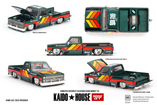 (Preorder) Kaido House x Mini GT 1:64 Chevrolet Silverado KAIDO WORKS V3 -Dark Green