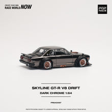 Load image into Gallery viewer, POPRACE 1/64 Nissan SKYLINE GT-R V8 DRIFT (HAKOSUKA) Black Chrome