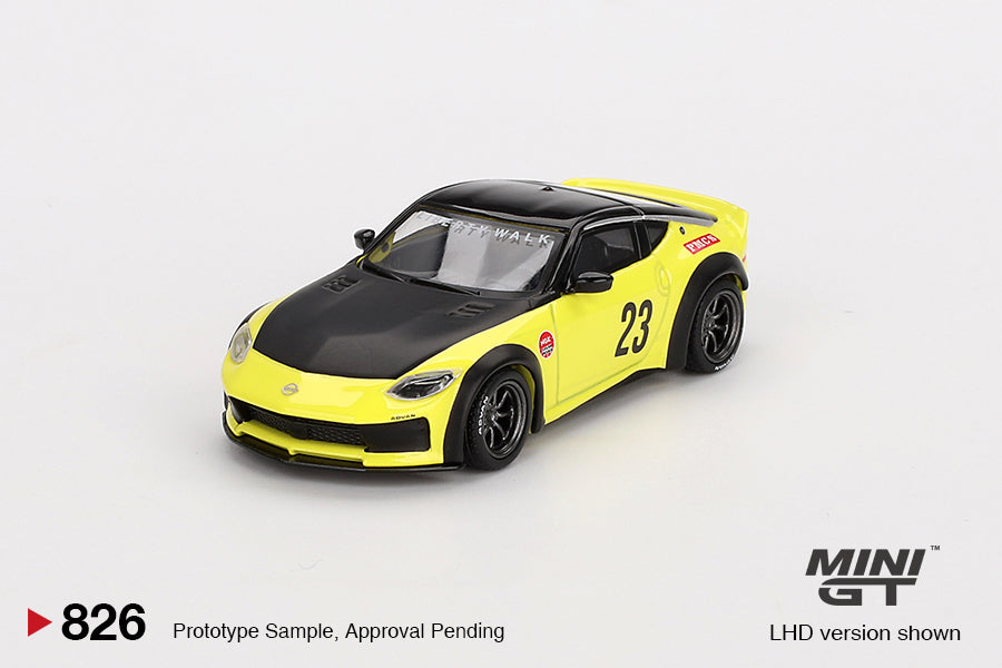 Mini GT 1:64 Nissan Z LB-NATION WORKS – Ikazuchi Yellow – LHD