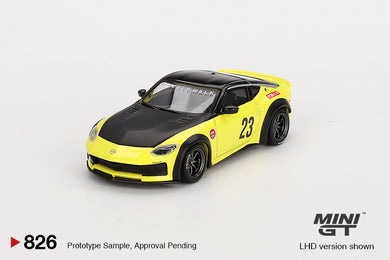 (Preorder) Mini GT 1:64 Nissan Z LB-NATION WORKS – Ikazuchi Yellow – LHD