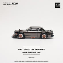 Load image into Gallery viewer, POPRACE 1/64 Nissan SKYLINE GT-R V8 DRIFT (HAKOSUKA) Black Chrome