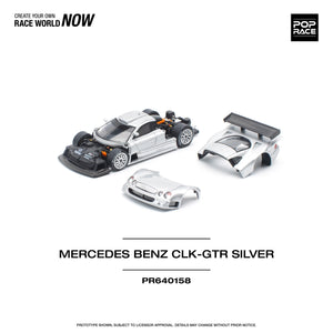 (Pre order) POPRACE 1/64 MERCEDES-BENZ AMG CLK GTR – SILVER