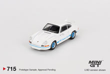 Load image into Gallery viewer, (Preorder) Mini GT 1:64 Porsche 911 Carrera RS 2.7 Grand Prix – White with Blue Livery- Mijo Exclusives