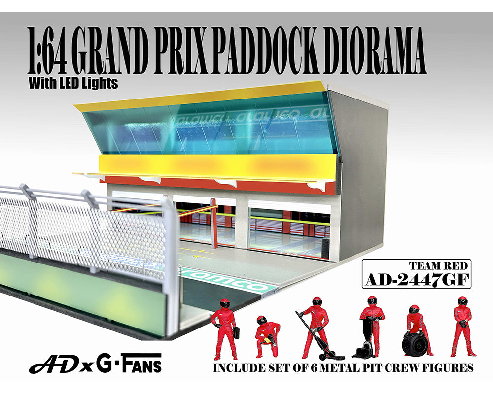 American Diorama 1:64 Figures Set Grand Prix Paddock Diorama w L.E.D. – Team Red – Mijo Exclusives