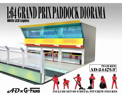 American Diorama 1:64 Figures Set Grand Prix Paddock Diorama w L.E.D. – Team Red – Mijo Exclusives