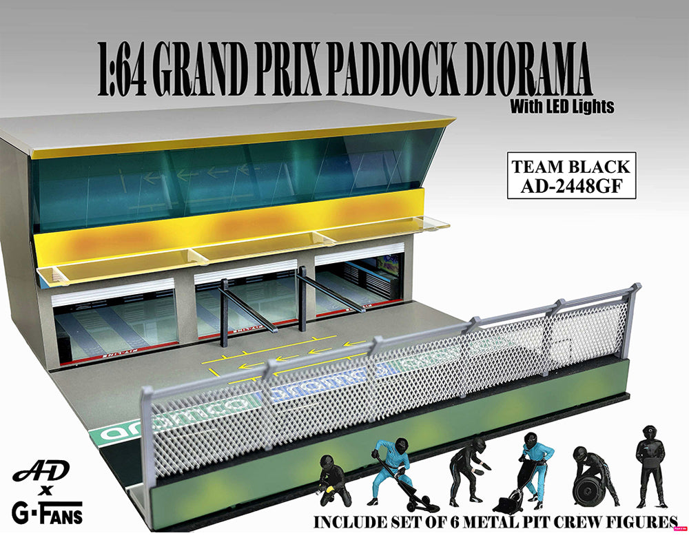 American Diorama 1:64 Figures Set Grand Prix Paddock Diorama w L.E.D. – Team Black – Mijo Exclusives