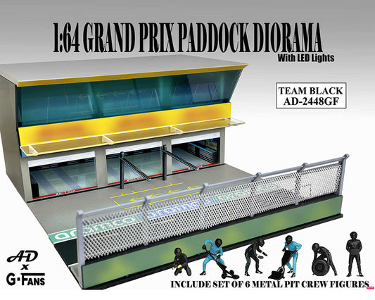 American Diorama 1:64 Figures Set Grand Prix Paddock Diorama w L.E.D. – Team Black – Mijo Exclusives