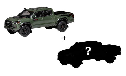 (Bundle) DiecastTalk 1/64 Toyota Tacoma TRD PRO Army Green + Secret Car