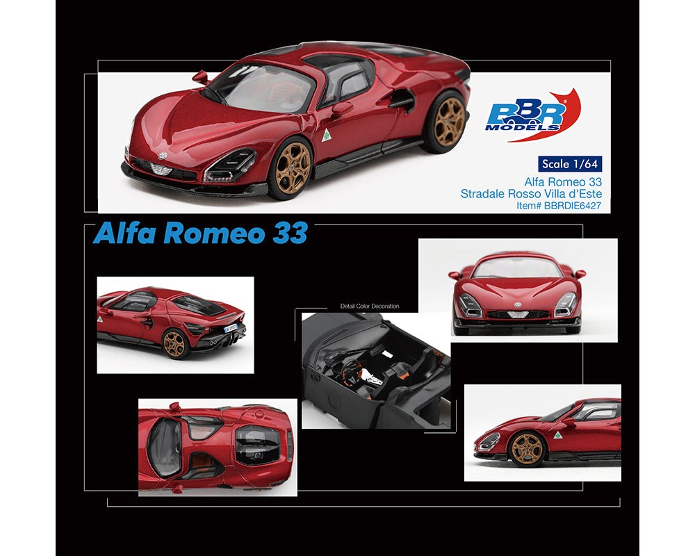 BBR Models 1:64 Alfa Romeo 33 Stradale Rosso Villa d’Este