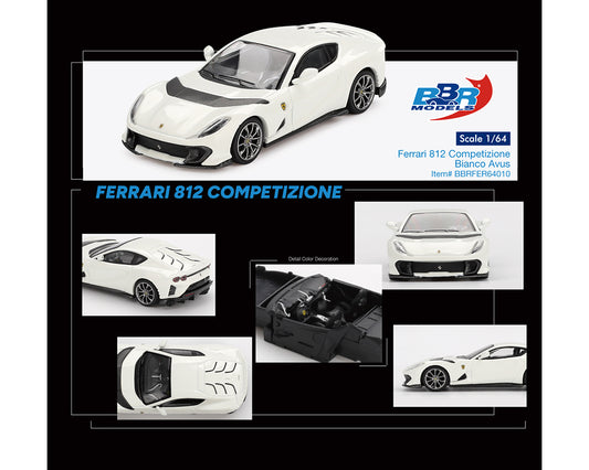 BBR Models 1:64 Ferrari 812 Competizone Bianco Avus – White