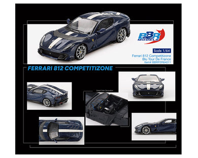 (Preorder) BBR Models 1:64 Ferrari 812 Competitizone Blue Tour De France – Limited Edition